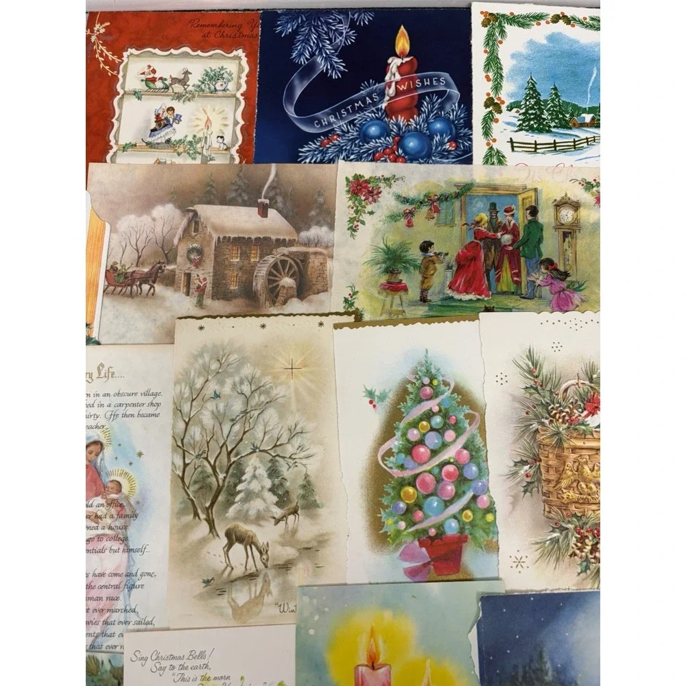 Vintage Retro Christmas Cards Fronts ONLY 1950s 1960s Scrapbooking Crafts 50+